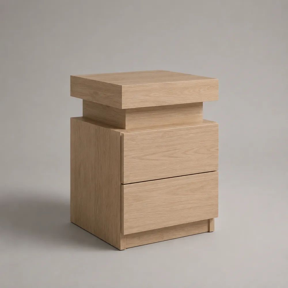 Schminkkommode aus Holz mit 2 Schubladen, Eichedekor Natur, 50 × 40 × 75 cm