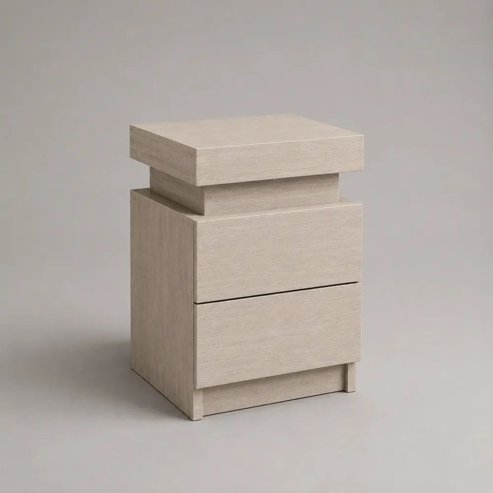 Schminktisch-Unterschrank aus MDF mit 2 Schubladen, rechteckig, Hellbeige, 44 × 40 × 65 cm