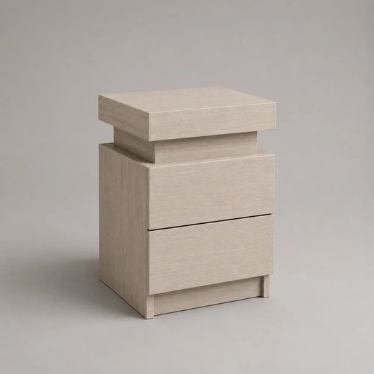 Schminktisch-Unterschrank aus MDF mit 2 Schubladen, rechteckig, Hellbeige, 44 × 40 × 65 cm