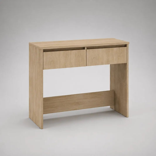 Konsolentisch aus melaminbeschichteter Spanplatte mit 2 Schubladen, Eiche hell, 100 × 35 × 80 cm